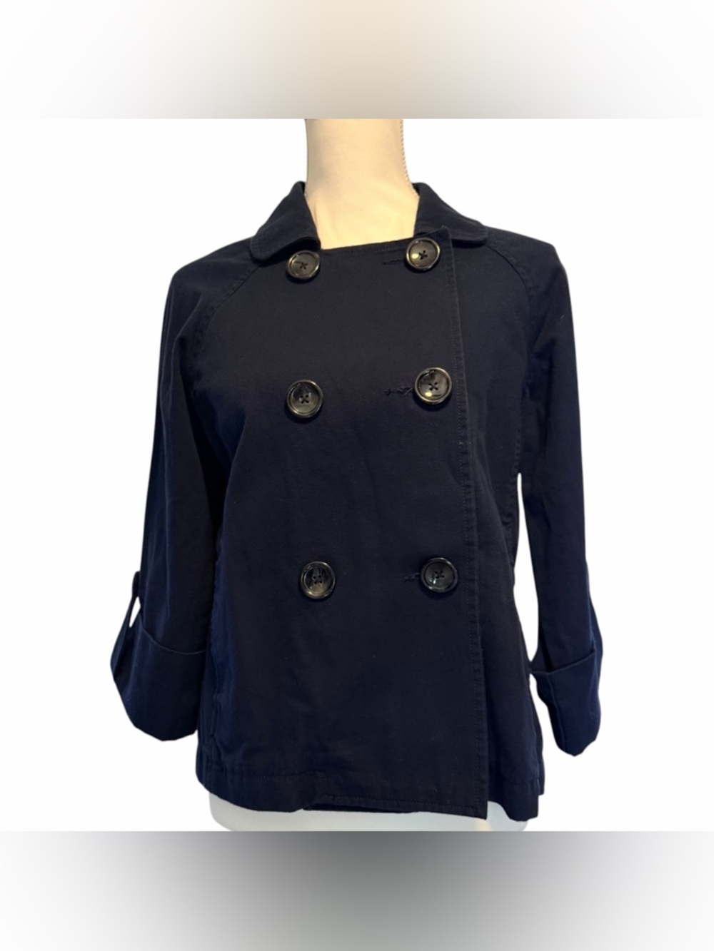 Old Navy Double-Breasted Pea Coat 3/4 Sleeves in Navy Size M